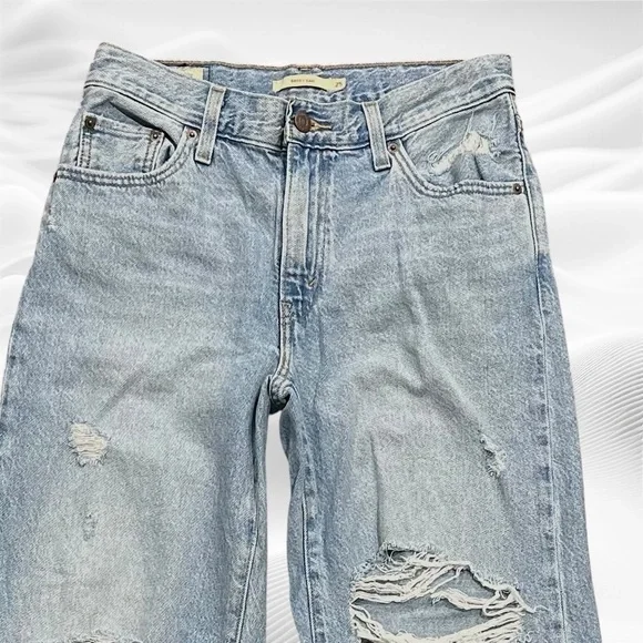 Levi’s Baggy Dad Distressed Jeans, size 25=27X29.5 Rips Frayed hem‎ Midrise - Picture 3 of 10